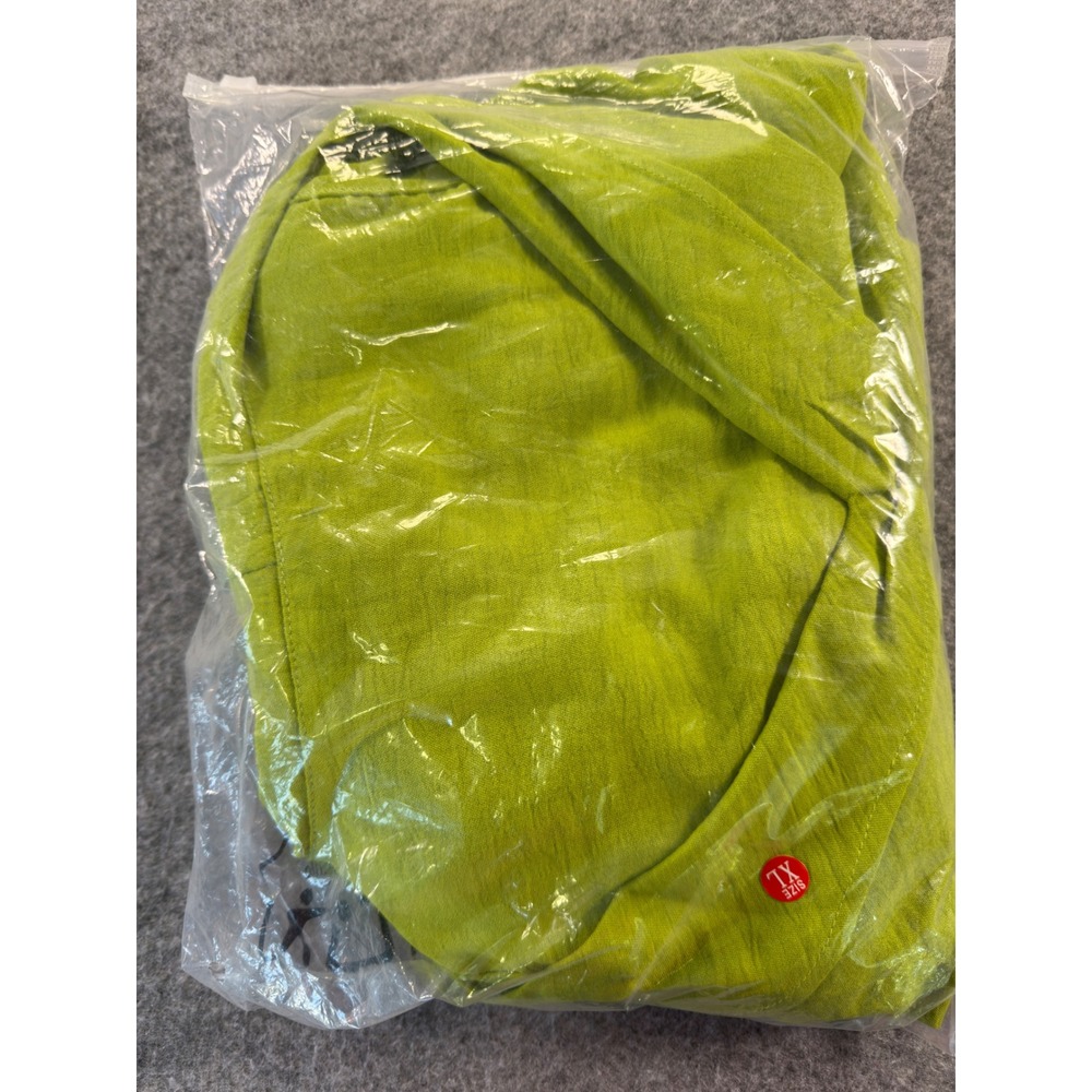 Unbranded Wide Leg Pants Women XL Lime Green Textured Elastic Waist Flowy - Picture 2 of 16
